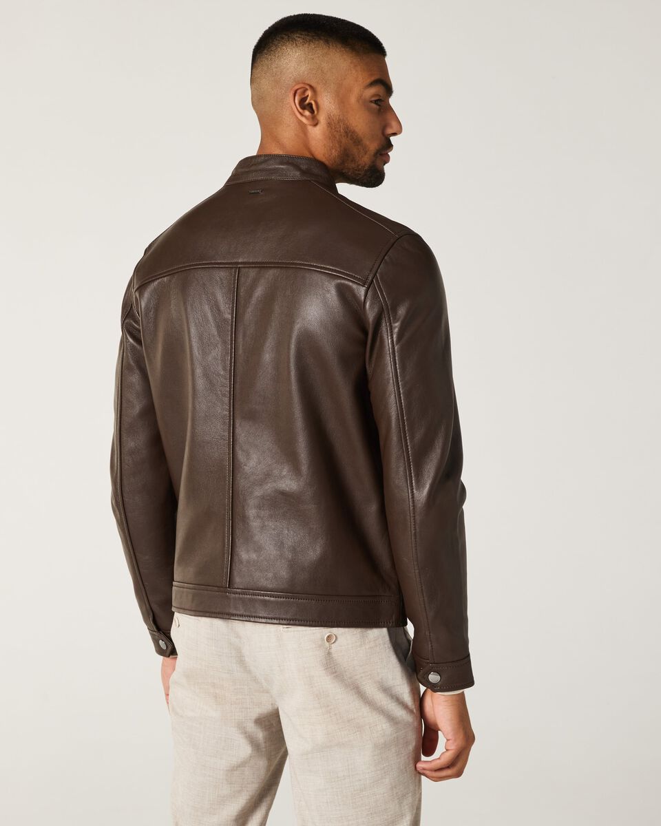 Mens Dark Cognac Leather Jacket